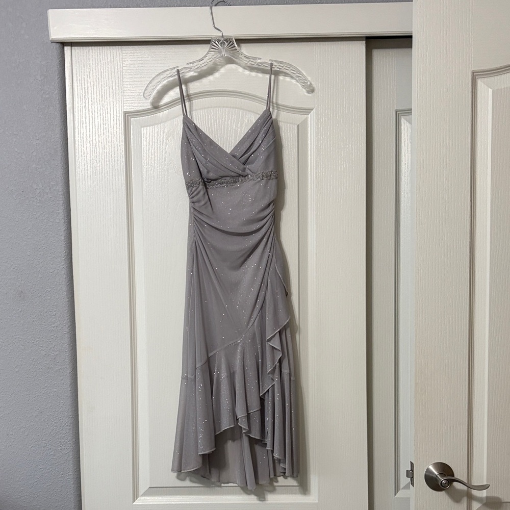 City Triangles Sparkling Gray Asymmetrical Dress